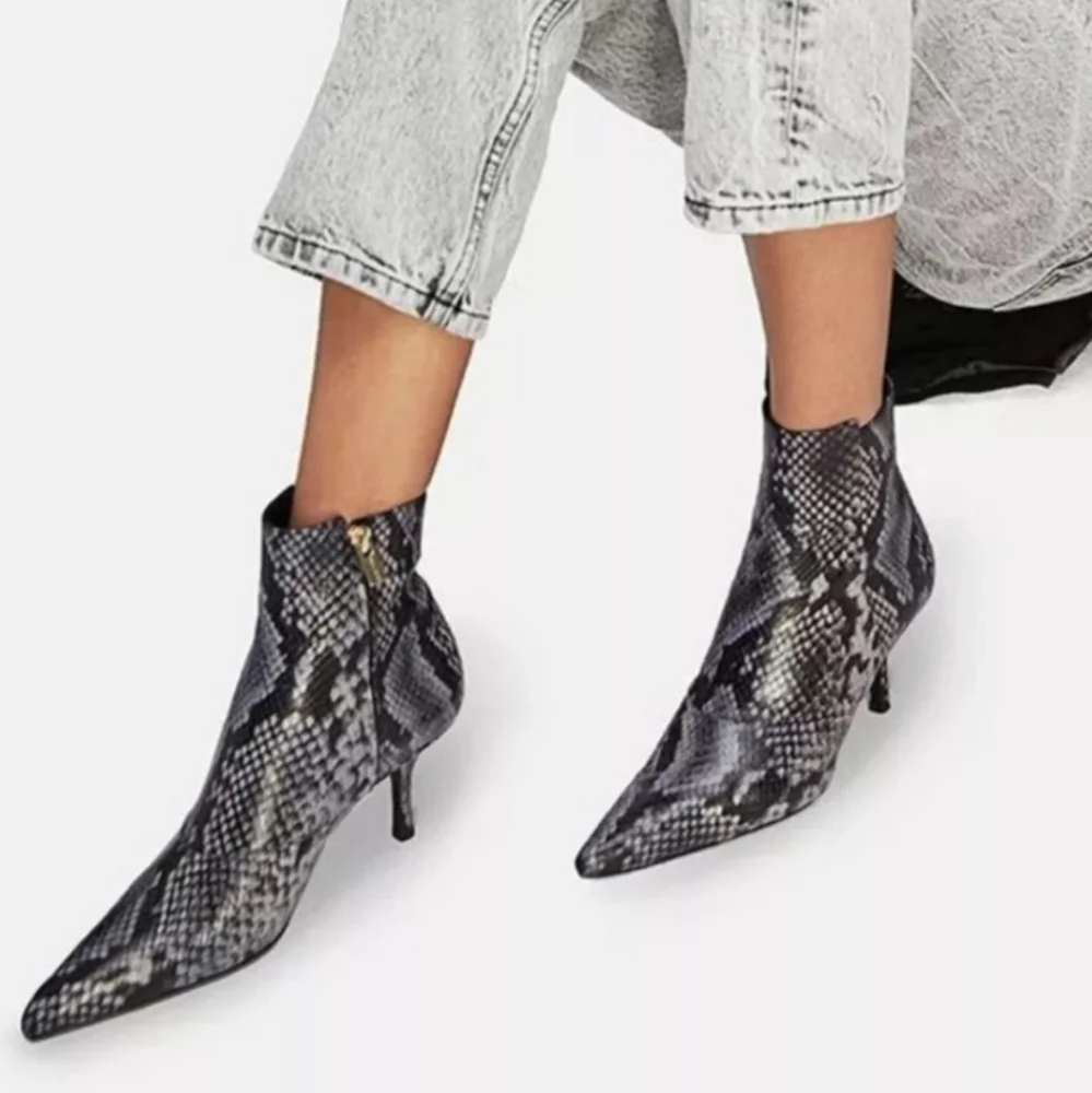 New Anine Bing Ava Boot Cloudy Blue Python